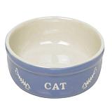 Миска для кошек Nobby Cat с рисунком, 13.5*5 см, 240 мл, керамика, голубая