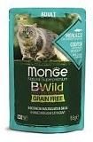 Влажный корм для кошек Monge Cat Bwild Graifree треска/креветка/овощи 85 г