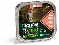 Консервы для кошек Monge Cat Bwild Graifree из лосося с овощами 100 г