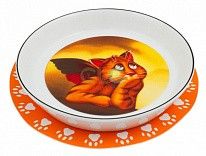 Миска керамическая для кошек GLG блюдце желтое Dreams принт 16,5*16,5*2,7 см