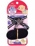 Набор для собак шлейка с поводком Japan Premium Pet Нежный бархат с защитой от перекручивания, черный, 2S