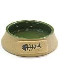 Миска керамическая для кошек Joy с рыбкой зеленая 13*4,5 см